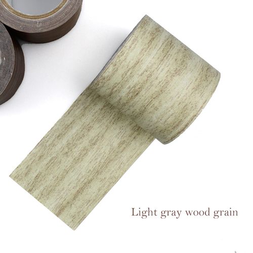 burkfeeg Wood Effect Adhensive Duct Tape Waterproof Wood Grain Floor Repair Tape Imitation Woodgrain Duct Tape for Wood Grain Furniture Cupboard (8cm*4.57m)-Light Gray