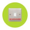 single LIGHT SWITCH SURROUND | round | acrylic back panel or finger plate | plug, Colour:Lime Green