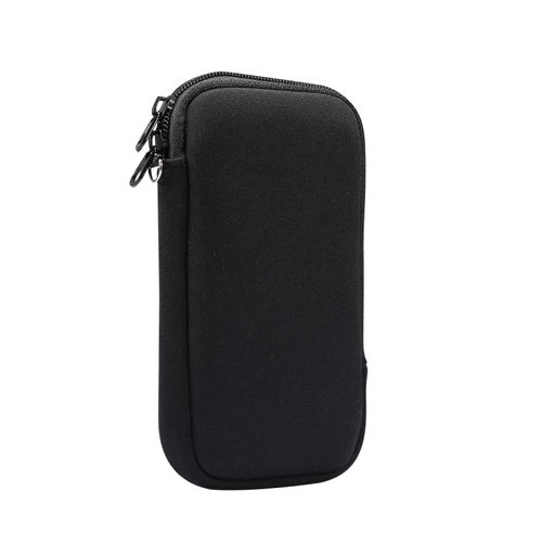 Zippered Neoprene Cell Phone Sleeve Mesh Pocket Pouch for iPhone 16 Plus 15 Plus iPhone 15 14 13 Pro Max 12 Pro Max Google Pixel 8/7 Pro 6 Pro OnePlus 12 11 Moto G Play 2024 (Black)