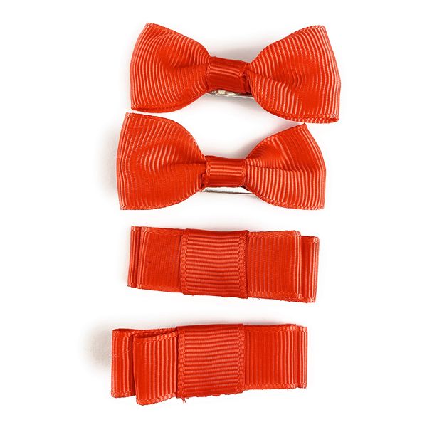 Red 4 small Bows 2 inches wide barrette alligator hair clip set of 4 bows ribbon bows