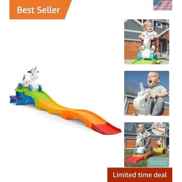 Unicorn Up & Down Roller Coaster Kids Ride On Toy, Push Car, Indoor/Outdoor P...