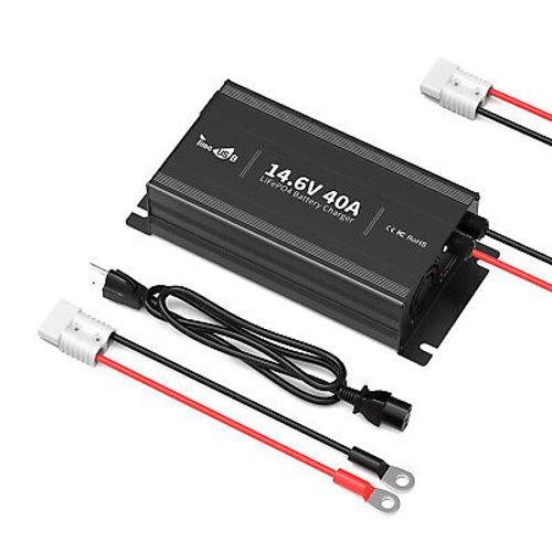 Timeusb 14.6V 40A LiFePO4 Battery Charger with Anderson Plug for 12V Batteries