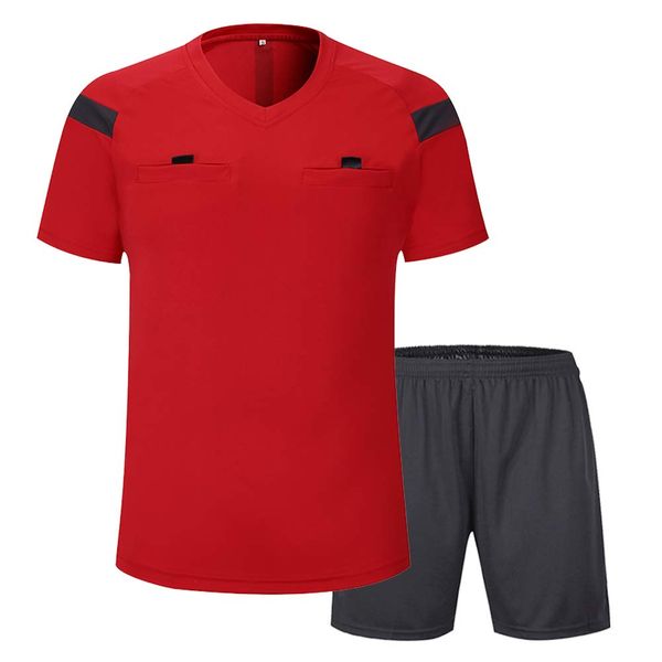 SHINESTONE Men’s Soccer Short Sleeves Referee Jersey (Red, Medium)