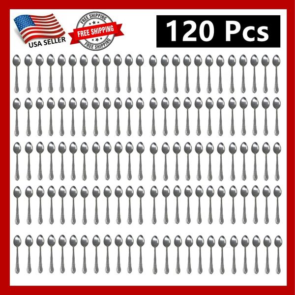 120 Pieces Stainless Steel Dinner Spoons Flatware Tableware Set Kitchen 7.25 in