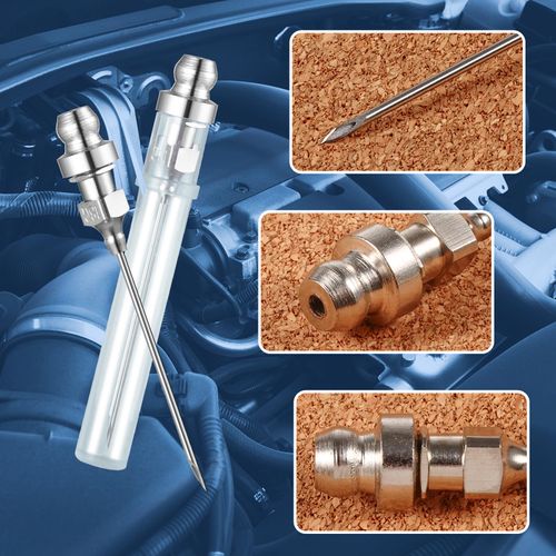 Draupnir 10Pcs Grease Gun Needle Nozzle Kit, Stainless Steel Grease Gun Syringe Nozzles, for Narrow Spaces and Deep Hole Metal Grease Injection