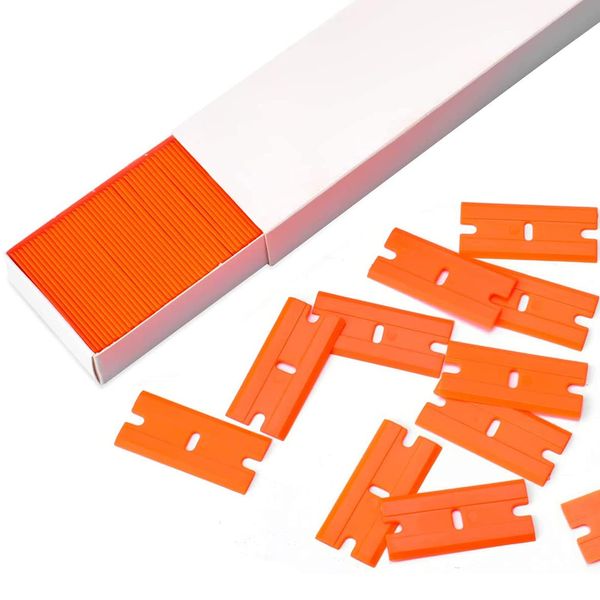 Ewrap 100 Piece Plastic Glass Scraper Replacement, Scraper for Hob, for Car Decals Remover Oven Scraper(Plastic)