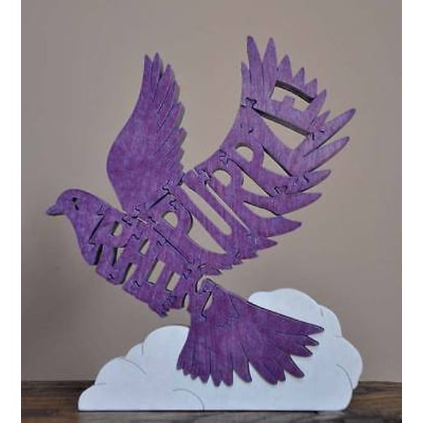 Purple Rain Dove Crying Tribute Prince Scroll Saw Toy Puzzle Figurine