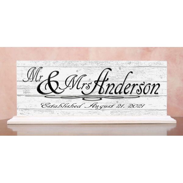 Customized Wedding Gift Sign Mr. & Mrs. With Name and Established Date