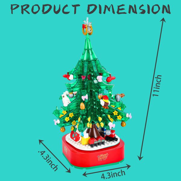 Christmas Tree Building Block With Music Box & Led Light, Christmas Building Blocks Toddler Toys - Rotating Christmas Tree 2024 Building Set for Boys And Girls, Xmas Gift for Kids 3-18, Christmas Tree