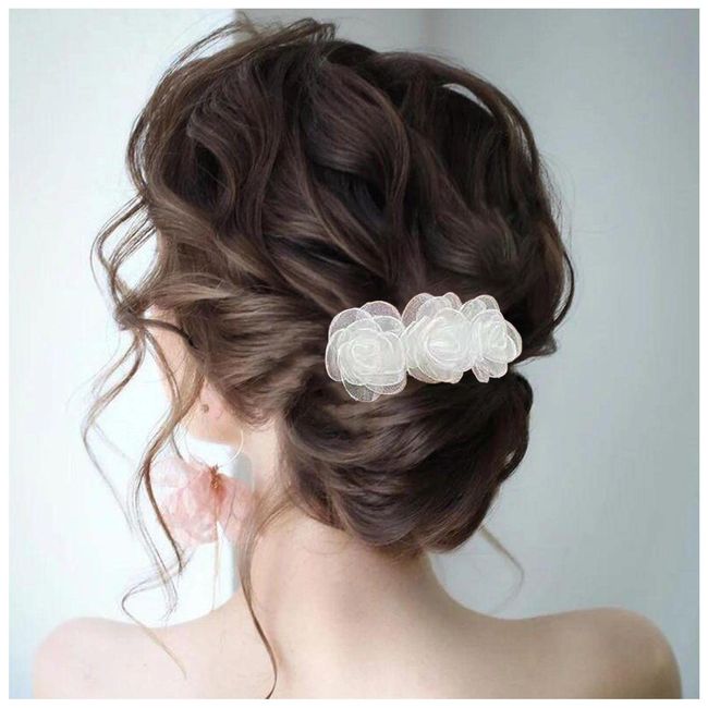 Allereya Blume Haarspange Haarspange Blumenkopf Clip Haarnadel Weiße Blume Haarspange Clip Blume Pferdeschwanz Haarhalter Pin Hochzeit Blume Haarschmuck für Frauen und Mädchen Geschenke