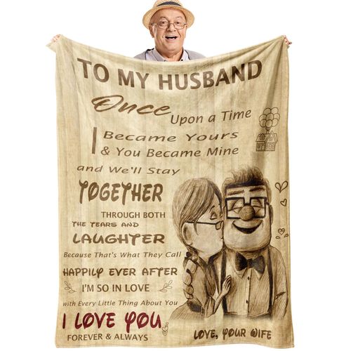 Romantic Gifts for Him: 50" x 40" Thoughtful Husband Blanket for Wedding Anniversary, Birthday, Christmas, Valentine's, Father's Day