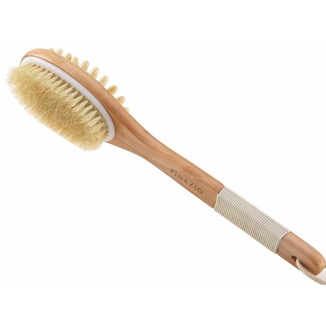 Natural Boar Bristle Long Handle Body Brush, Scrub And Exfolianting Brush