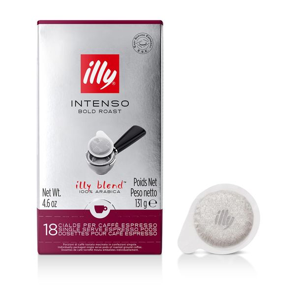 illy E.S.E. Coffee - Single-Serve Coffee Capsules & Pods - Coffee Pods – Intenso Dark Roast - Notes Of Cocoa & Dried Fruit - For E.S.E Coffee Machines - Extraordinary Aroma & Body – 18 Count