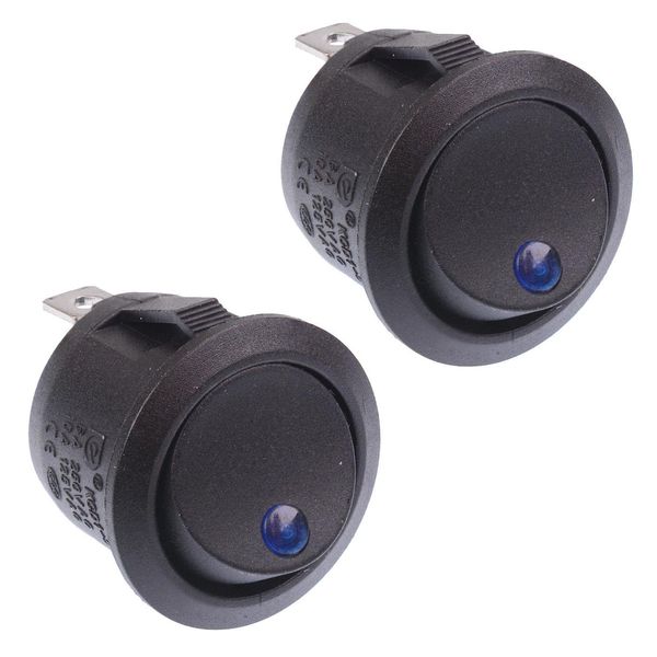 2 x Blue LED On/Off Round Rocker Switch Lighted Car Dashboard Dash 12V
