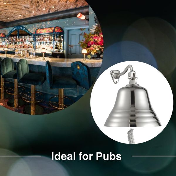 ACL Bar Accessories for Home Pub Hand Bell – Wall Mounted Bar Bell Nautical Decorations – Unique Silver Bell with Crisp Loud Sounds Ideal for Christmas, Reception, Pubs 5 Inch