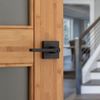 Kwikset Halifax Matte Black Keyed Entry Door Handle Lever SmartKey Security