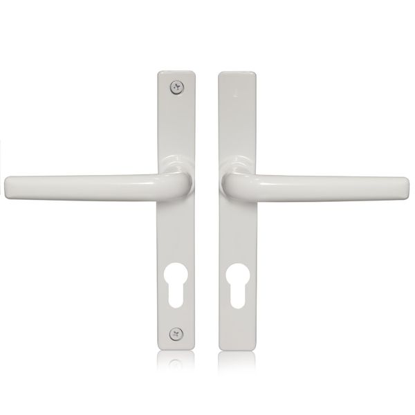 XFORT Uros White (PZ 70mm, Screw Hole Distance 180mm, Overall 205mm) Zamak Ferco Door Handle Replacement, UPVC Front Door Handle Compatible with GU Ferco Locking System