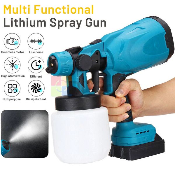 High Pressure Cordless Paint Sprayer Electric Spray Painting Tool with 2 Battery