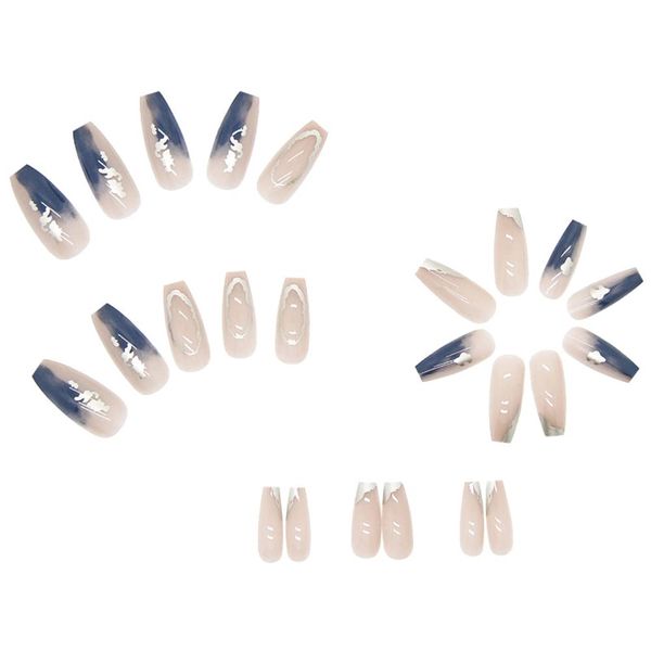 Set of 24 Nail Tips, Gradient Nails, Removable, Fake Nails, For Taking Photos, Weddings, Coming-of-Age Ceremonies, Parties, Afterparties, Pearl Rhinestones, Set of 24