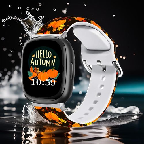 Fall Watch Band Compatible with Fitbit Versa 4 /Versa 3 /Sense 2 /Sense for Women. Holiday Pumpkin Leaf Smartwatch Replacement Band for Fitbit Versa 3/4, Fitbit Sense/Sense 2