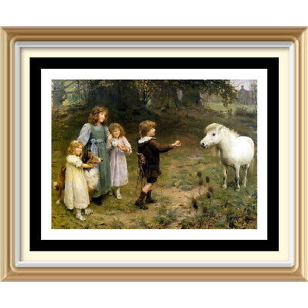 ARTHUR ELSLEY Vintage Style Wall Art Print TEMPTING BAIT Victorian Pony Horse