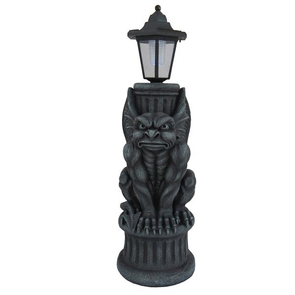 DWK Gargoyle Statue Outside Solar Lamp | Halloween Front Porch Decor and Garden Sculptures and Statues | Gargoyle Decorations Yard Statue | Halloween Outside Decor - 20H"