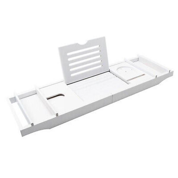 Bathtub Caddy Tray Adjustable Bamboo Spa Bathtub Caddy Organizer Book  L7I0