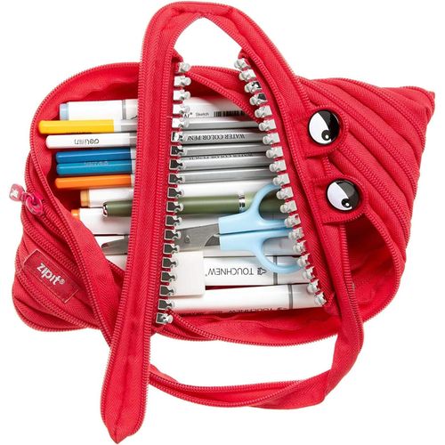 ZIPIT Grillz Large Pencil Case for Kids | Pencil Pouch for School, College and Office | Pencil Bag for Boys & Girls (Red)