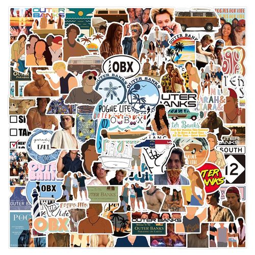 SEMYEIYO Outer Banks Graffiti Stickers 100 Pieces Waterproof for Vinyl PVC Decal,Luggage Laptop Scooter Water Bottle Stickers Kids/Teen Gifts