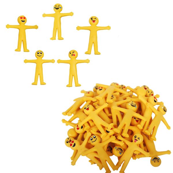 40p Little Yellow Smiley Stretchy Men,Mr Stretchy Smile Men/Man Smiley Face Toy for Emoji Party Bags Fillers,Lucky Dip Prizes,Fidget Toy Classroom Prizes for Kids Pinata Party Favour Stocking Fillers