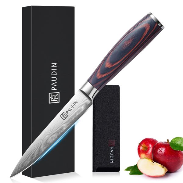 PAUDIN Paring Knife, 5.0 inches (127 mm), Stainless Steel, Double Edged, Vegetables, Fruits, Meat, Fish, Camping/Outdoor Knife, Precent