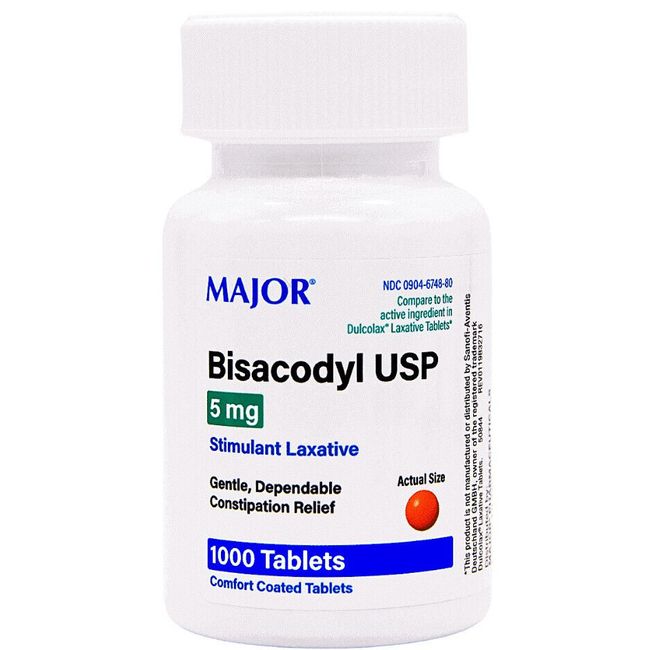 Major Bisacodyl Laxative 5 mg - 1000 Tablets (Dulcolax)