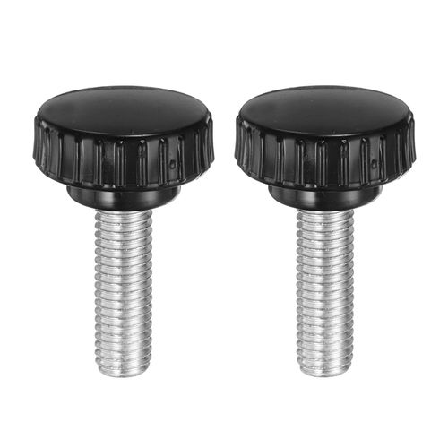 uxcell 2pcs Knurled Clamping Knobs M10 x 30mm Metric Zinc Plated Carbon Steel Male Thread Thumb Screw on Type 30mm Plastic Round Head Threaded Hand Bolt Stud Knobs Black