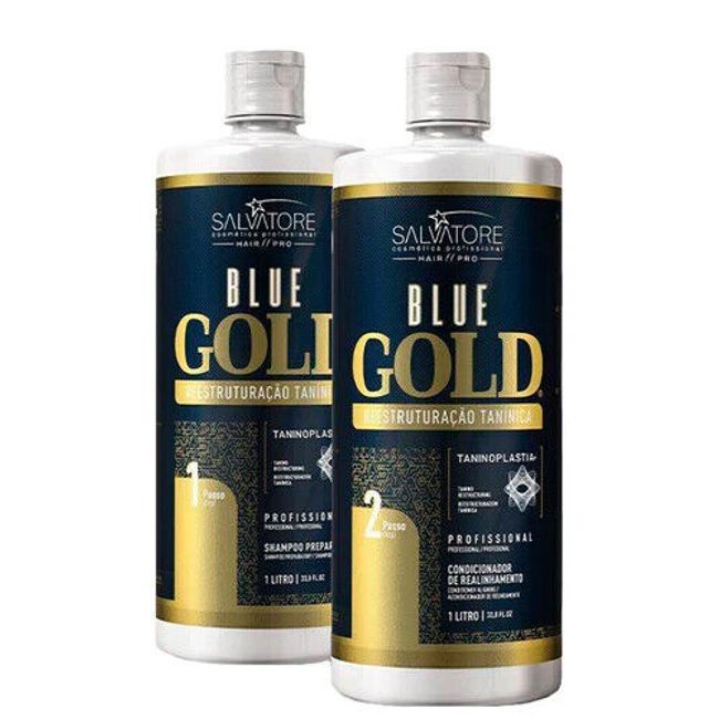 Salvatore Hair Pro Blue Gold Keratin Straightening Treatment Set 1L