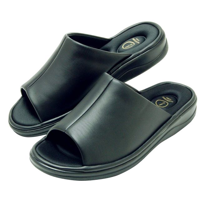 INNERCORE 941441 Nippon Slippers, Sandals, Center Seam, 9.4 - 9.8 inches (24 - 25 cm), Black, Men's, Soft Per Foot