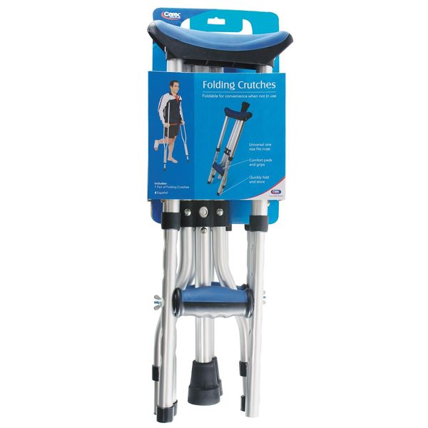 Carex Health Brands Blue Folding Crutches Aluminum/Plastic 59 in. H X 8 in. L