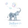 Personalised elephant nursery print for babies