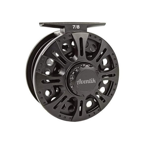 Aventik Z Fly Reel Center Drag System Classic III Graphite Large Arbor Sizes 3/4, 5/6, 7/8 Fly Fishing Reels (7/8)