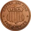 5 oz. Thick Copper Round Bars from .999 Pure Copper (Standing Liberty)