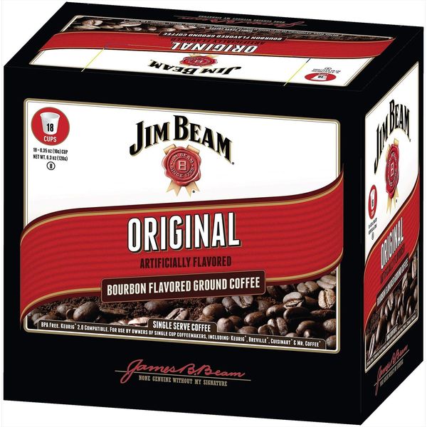 Jim Beam Bourbon Flavored Arabica Coffee 18 Single Serve Cups for Keurig