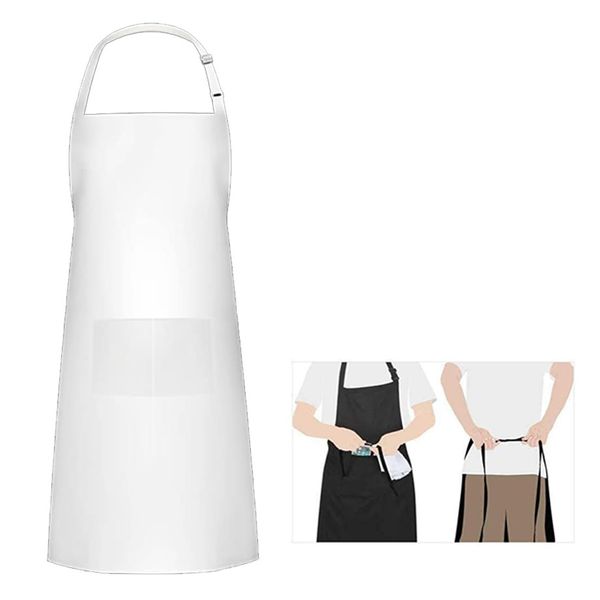 haoyuan Chef Apron, White Apron with 2 Pockets, Unisex Adjustable Apron, Anti-Fouling Aprons for Men, Women, Professional Kitchen Apron for Kitchen, Gardening, Restaurant, Barbecue, Coffee