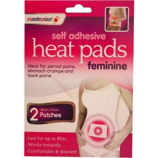 Masterplast Self Adhesive Feminine Heat Pads, Period Cramp & Pain Relief. Pack of 2, Heat Lasts Up to 8 Hours!