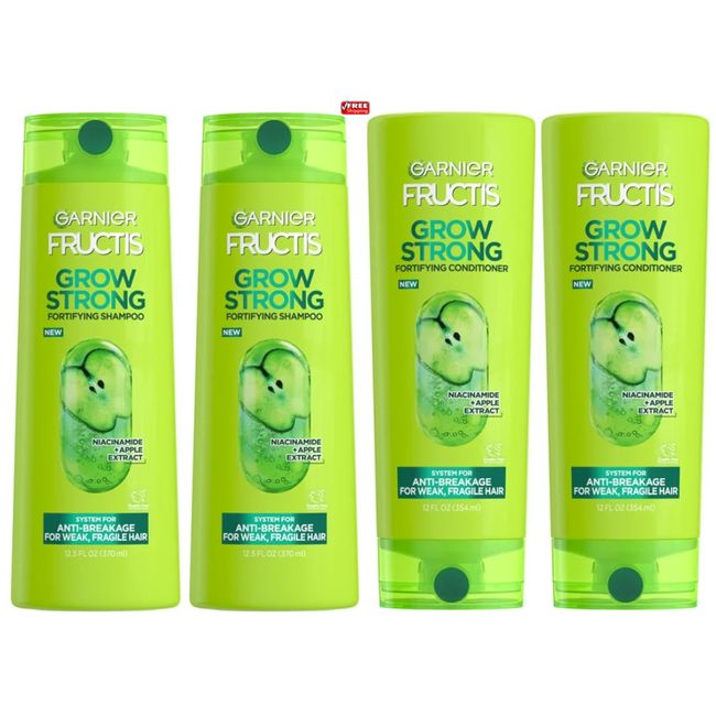 Garnier Fructis Grow Strong Fortifying Shampoo &Conditioner with Niacinamide 4Pk