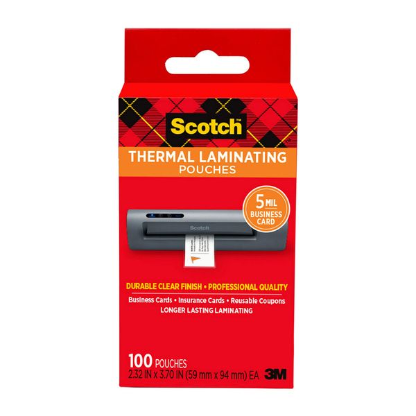 Scotch Thermal Laminating Pouches, 5 Mil Thick for Extra Protection, 2.32 x 3.70-Inches, Business Card Size, 100-Pack (TP5851-100)