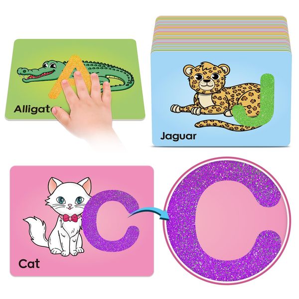 Broytain Sandpaper Letters Cards for Toddlers 3+,Word Games,Speech Therapy Toys for 3 4 5,Sensory Products, Educational Flash Cards,Learn Animals and Others