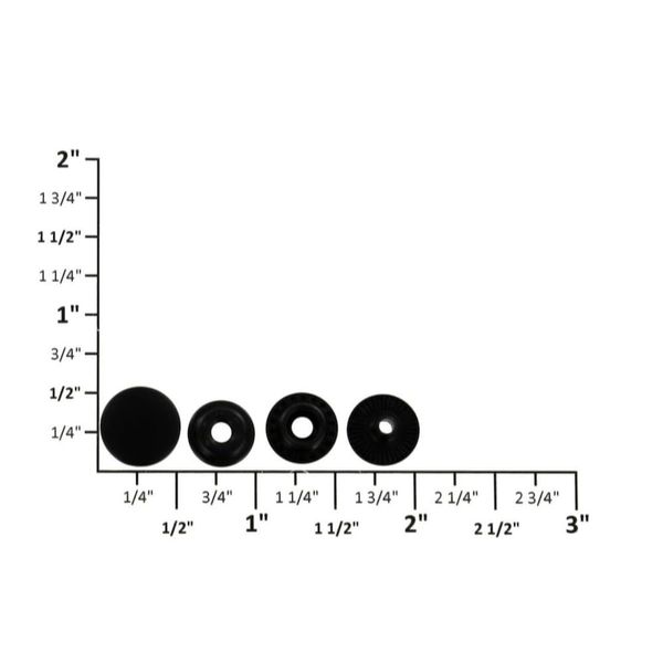 Line 20 / Line 24 Ring Socket Snap Fasteners, Black Matte, Solid Brass (100 per bag)
