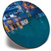 Round Single Coaster - Freight Container Cargo Ship |Glossy Quality Coasters | Tabletop Protection for Any Table Type #45071