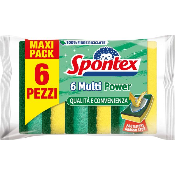 Spontex Plate Scouring Pad - Fibraplus X6 Yellow / Green