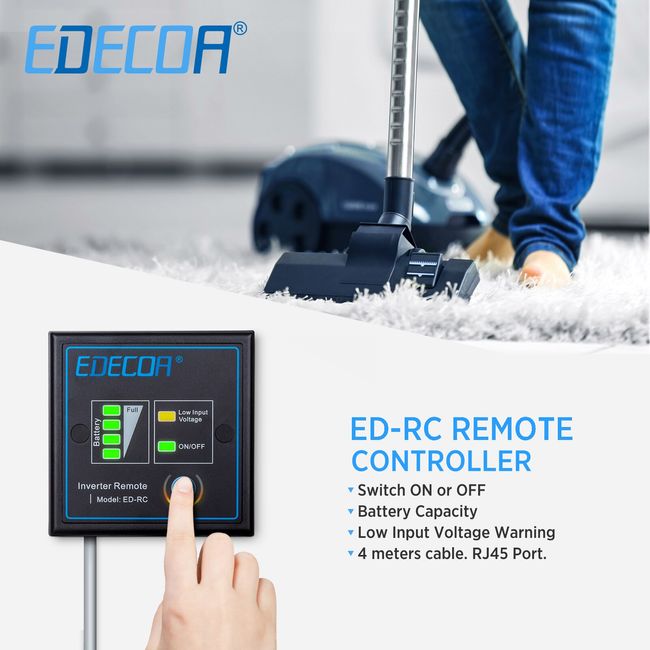 EDECOA Inversor 12V 220V 1500W ONDA PURA Convertidor Control Remoto ET-RC