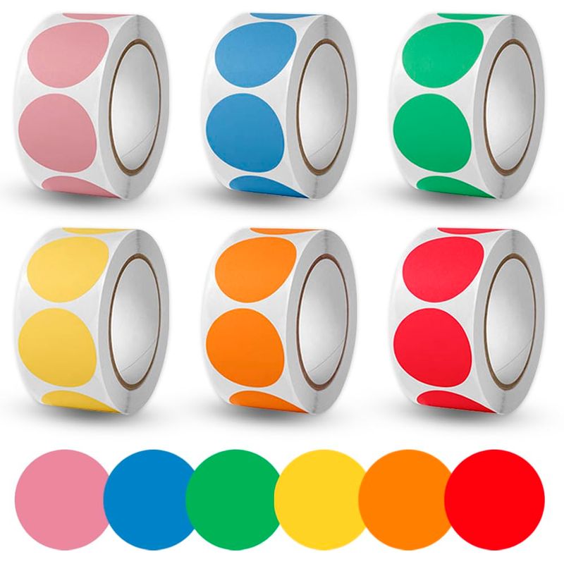Coloured Dot Stickers, 3000Pcs Circle Sticker, 25mm Round Color Coding ...